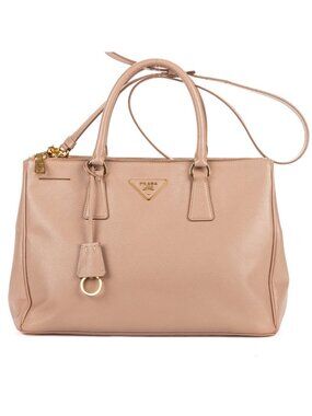 Prada Large Double Zip Galleria Tote Bag Black Saffiano Leather